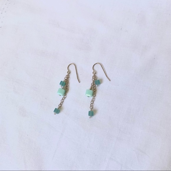 Swarovski Cube Crystal Drop Earrings - Picture 11 of 11